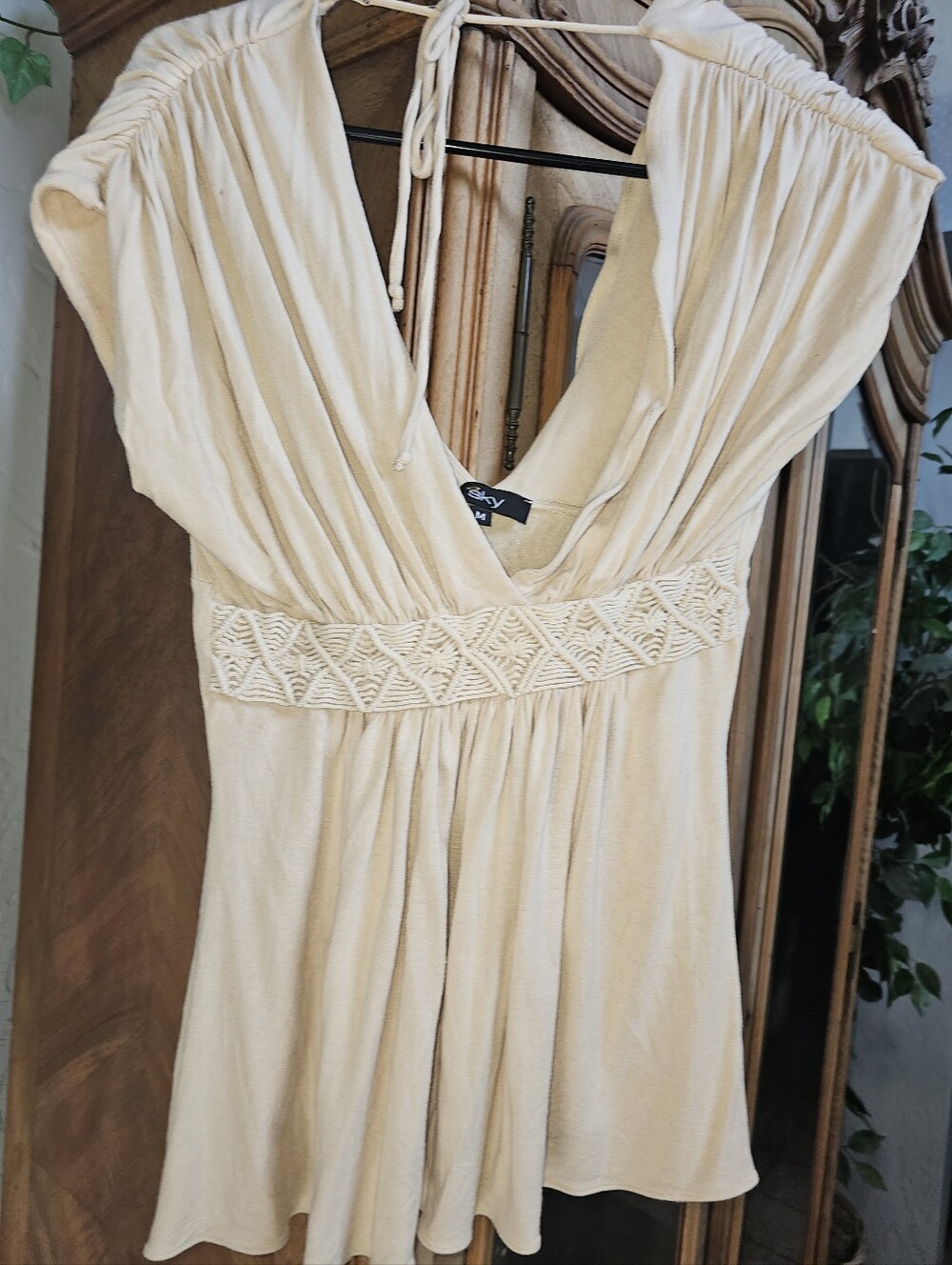 SKY Cream V-Neck Tie-Shoulder Camisole And Purse - Picture 3 of 6
